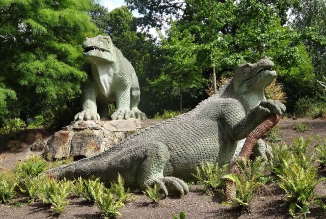 <em>Iguanodon</em> sculptures in London's Crystal Palace Park in 2014.
