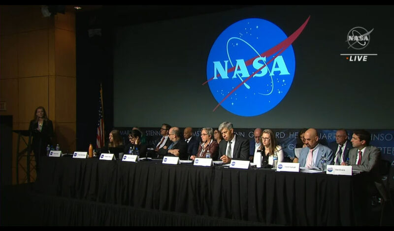 A video still of NASA's UAP team meeting on May 31, 2023.